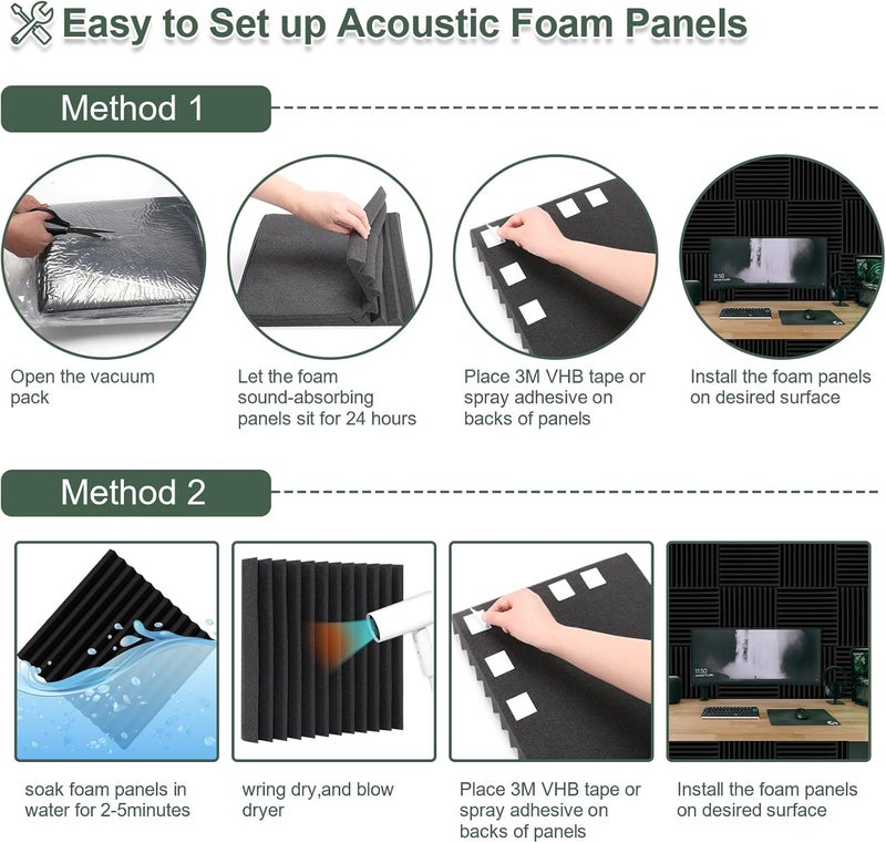 Dmsky 50 Pack Acoustic Foam Panels,2"X 12" X 12"Sound Proof Foam PanelsHigh Density Sound Absorbing Panels,Soundproof Wedges Panels for Studio Recording & Office & Home - Image 4